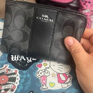 Coach Black Zip-Around Pouch